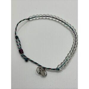 4OCEAN Genuine Signature‎ Blue/White Braided Cord And Clear Bead Bracelet Excel